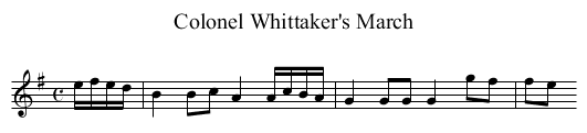 Colonel Whittaker's March - staff notation