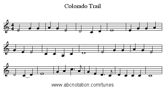 Colorado Trail - staff notation