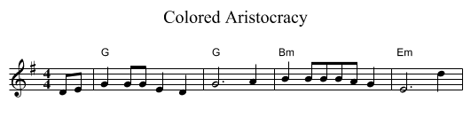 Colored Aristocracy - staff notation