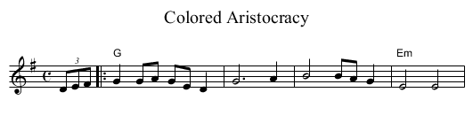 Colored Aristocracy - staff notation
