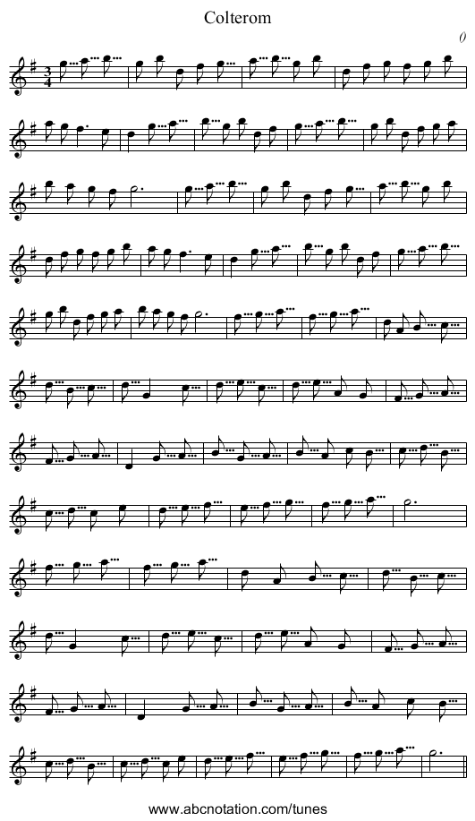 Colterom - staff notation