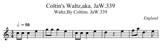 Coltin's Waltz,aka. JaW.339 - staff notation