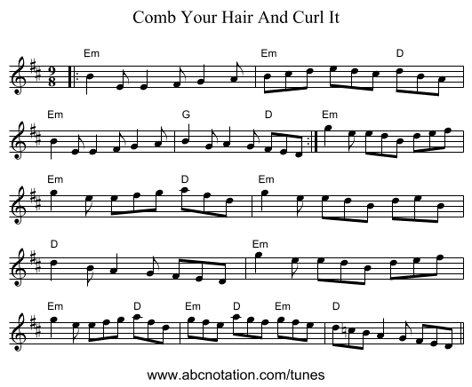 Comb Your Hair And Curl It - staff notation