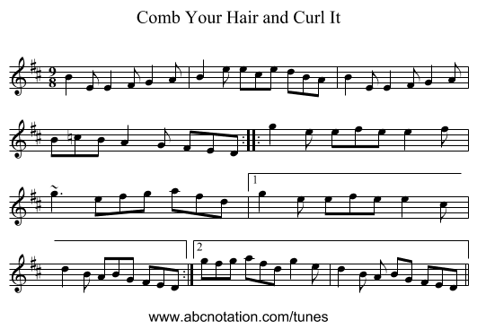 Comb Your Hair and Curl It - staff notation