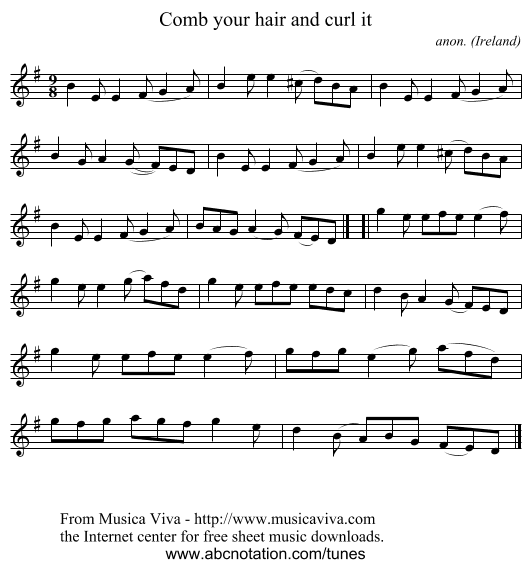 Comb your hair and curl it - staff notation