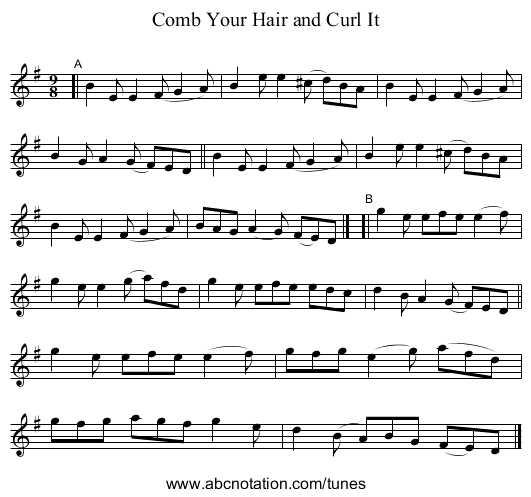 Comb Your Hair and Curl It - staff notation