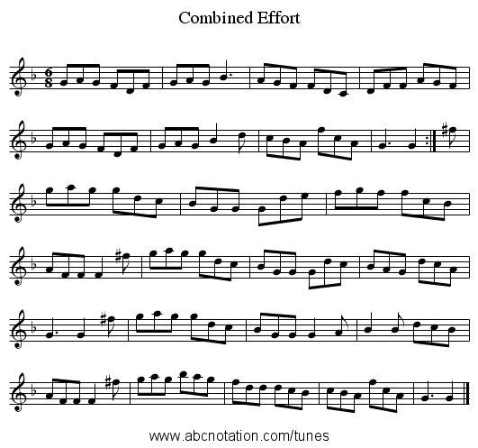 Combined Effort - staff notation