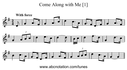 Come Along with Me [1] - staff notation