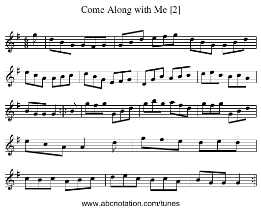 Come Along with Me [2] - staff notation