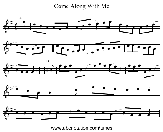 Come Along With Me - staff notation