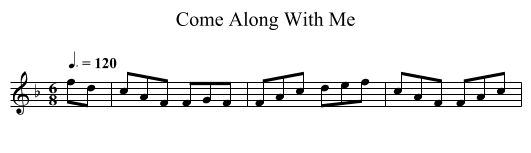 Come Along With Me - staff notation