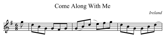 Come Along With Me - staff notation