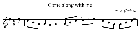 Come along with me - staff notation