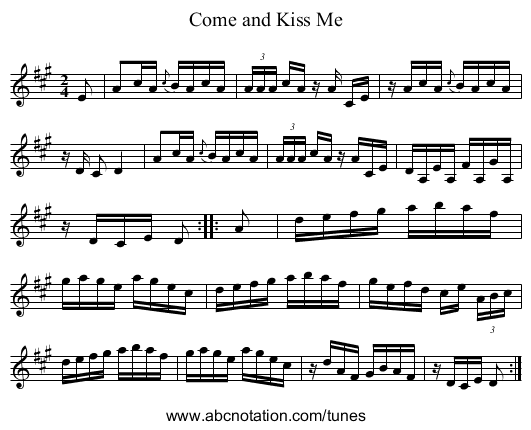 Come and Kiss Me - staff notation