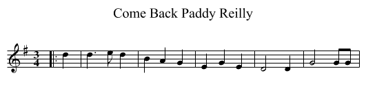 Come Back Paddy Reilly - staff notation