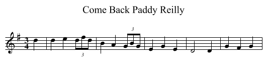 Come Back Paddy Reilly - staff notation
