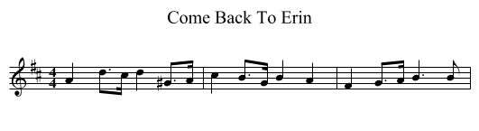 Come Back To Erin - staff notation