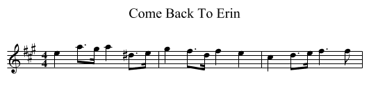 Come Back To Erin - staff notation