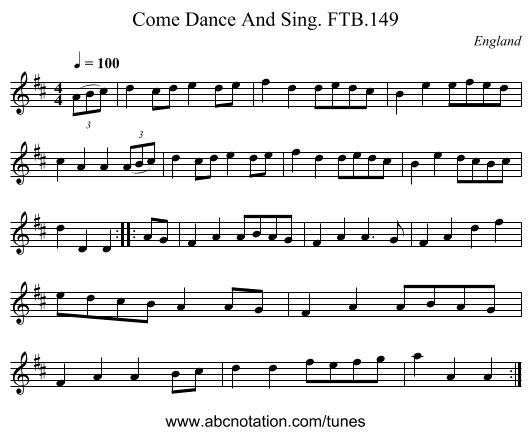 Come Dance And Sing. FTB.149 - staff notation