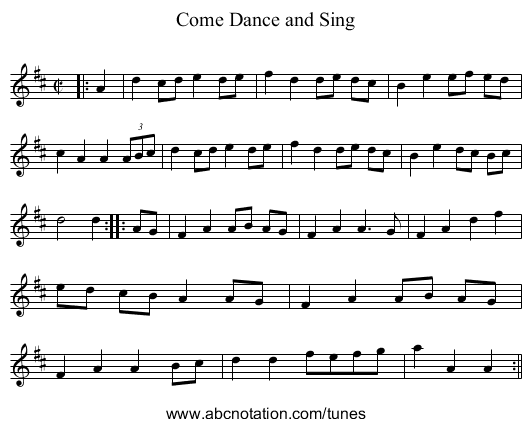 Come Dance and Sing - staff notation