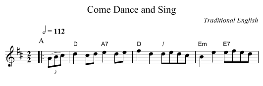 Come Dance and Sing - staff notation