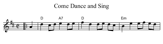 Come Dance and Sing - staff notation