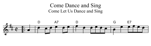 Come Dance and Sing - staff notation