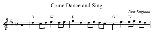 Come Dance and Sing - staff notation