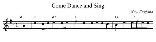 Come Dance and Sing - staff notation