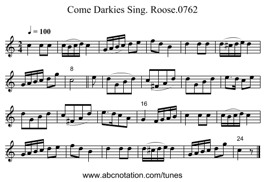 Come Darkies Sing. Roose.0762 - staff notation