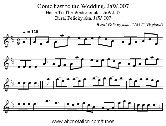 Come hast to the Wedding. JaW.007 - staff notation