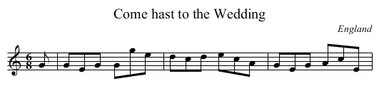 Come hast to the Wedding - staff notation