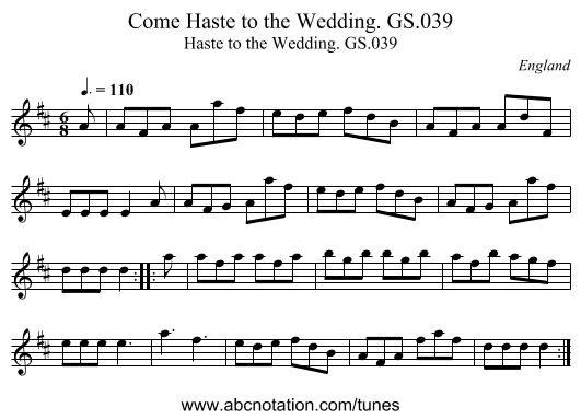 Come Haste to the Wedding. GS.039 - staff notation