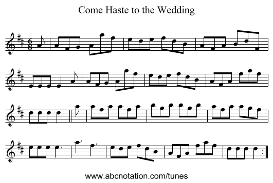 Come Haste to the Wedding - staff notation