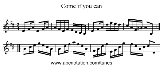 Come if you can - staff notation
