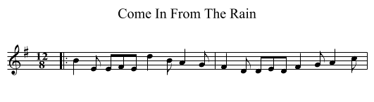 Come In From The Rain - staff notation