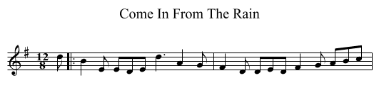 Come In From The Rain - staff notation