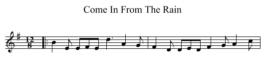 Come In From The Rain - staff notation