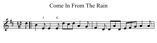 Come In From The Rain - staff notation