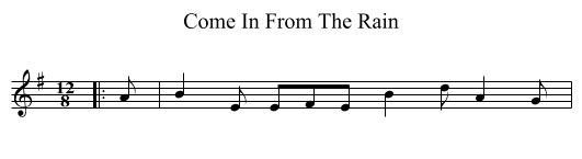 Come In From The Rain - staff notation