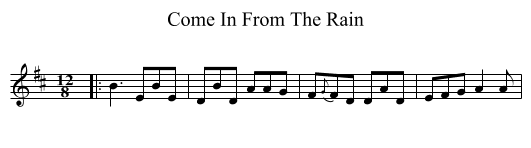 Come In From The Rain - staff notation