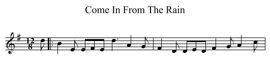 Come In From The Rain - staff notation