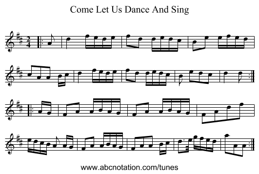 Come Let Us Dance And Sing - staff notation