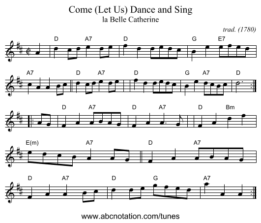 Come (Let Us) Dance and Sing - staff notation