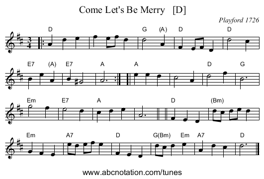 Come Let's Be Merry   [D] - staff notation