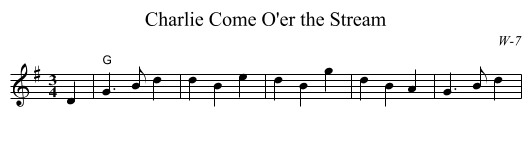 Come O'er the Stream, Charlie - staff notation