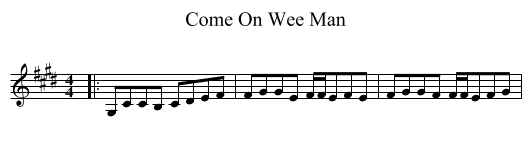 Come On Wee Man - staff notation
