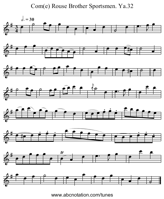 Com(e) Rouse Brother Sportsmen. Ya.32 - staff notation