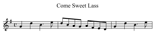 Come Sweet Lass - staff notation