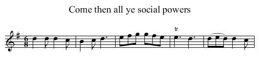 Come then all ye social powers - staff notation